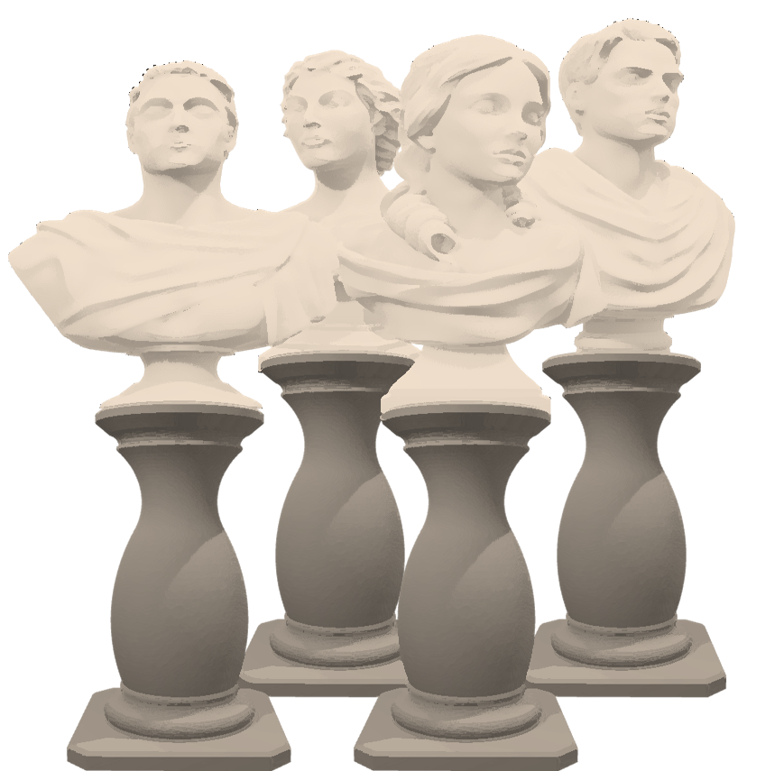 busts on pillars
